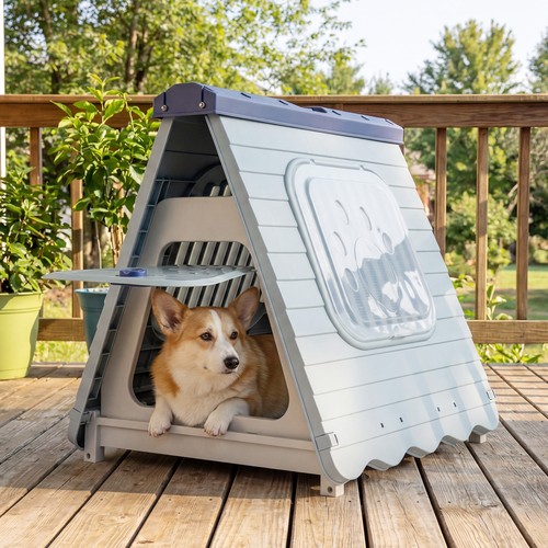 Folding plastic dog house - dog,