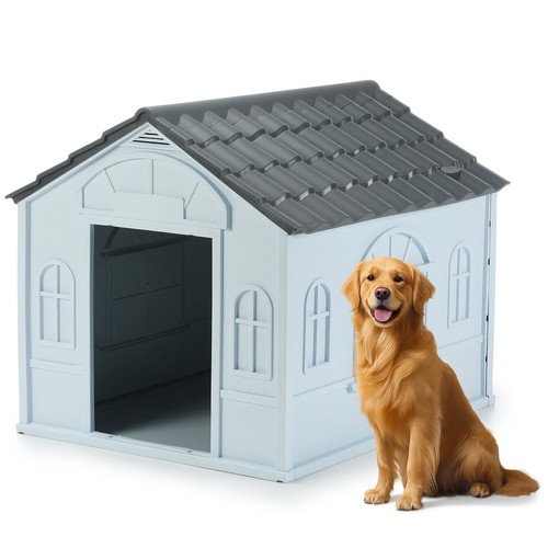 Outdoor large dog kennel grey - large,